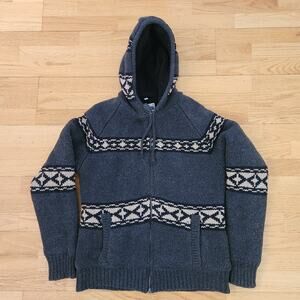 Schott Bros Sweater Cardigan Size Large Mens Sherpa Lined Wool Blend Hoodie Gray